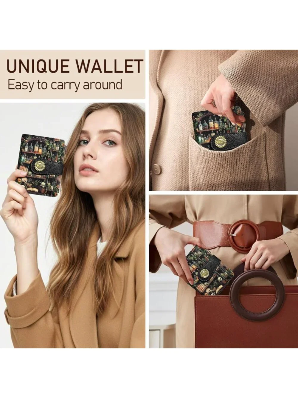 Gothic Skull Wallet for Women - Small RFID Zipper Coin Pocket, Stylish & Unique
